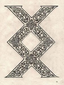 An ancient Viking rune symbolizing fertility and new beginnings. In modern times, it is often used as a symbol for the saying "Where there's a will, there's a way."